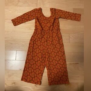 Alice + Ames Floral Jumpsuit Romper Orange Green 4T Like New
